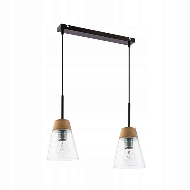 Závěsná lampa Domino Jupiter černá 2xE27 skleněné stínítko IP20
