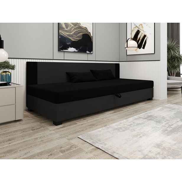 Čalouněná jednolůžková postel 90x195 ARIADNA BIZ 1 - černá / šedá