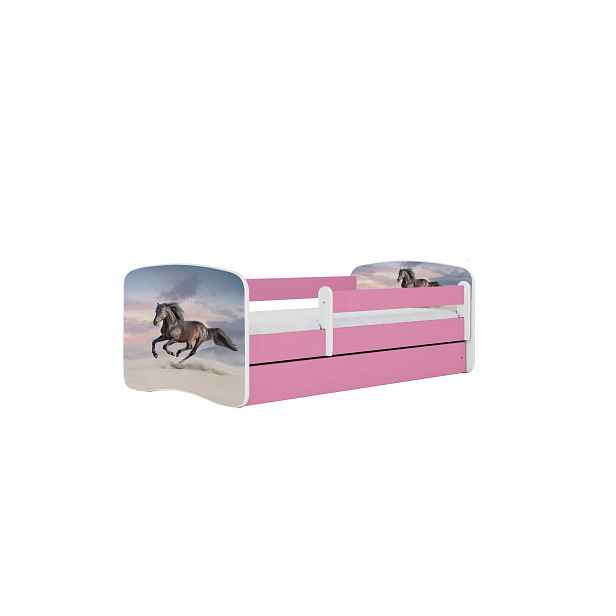 Kocot kids Dětská postel Babydreams běžící kůň růžová, varianta 70x140, se šuplíky, s matrací