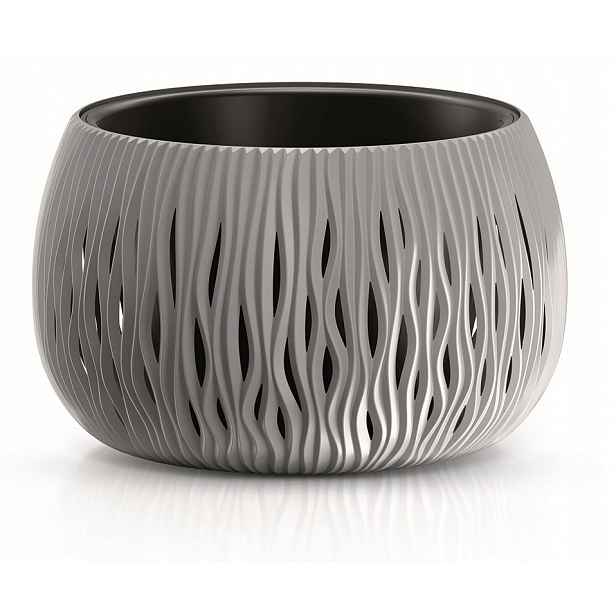 Květináč Bowl Sandy šedý DSK480 vlnky drážkování