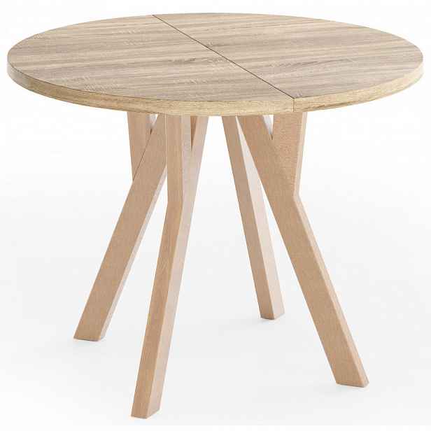 WFL GROUP ESSTISCH Avero runder ausziehbarer, Eiche Sonoma dunkelbraun 100-200/100/77 cm
