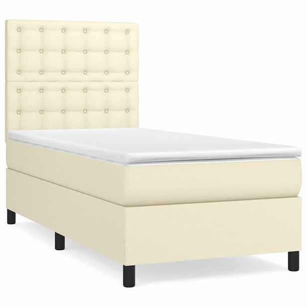 vidaXL Box spring postel s matrací krémová 90x190 cm umělá kůže