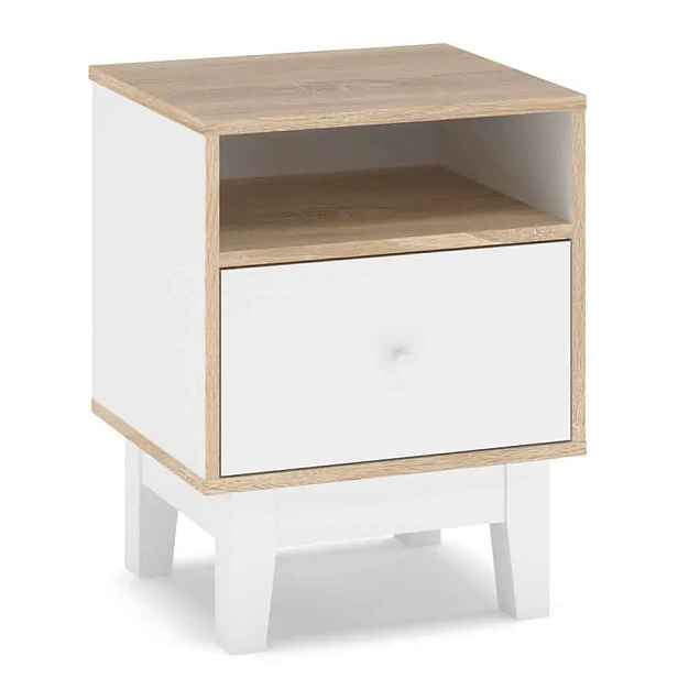 Casarredo Noční stolek 1D PATRICIA (SET 2ks) bílá/dub sonoma