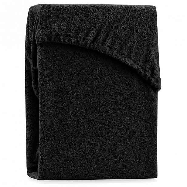 Černé elastické prostěradlo na dvoulůžko AmeliaHome Ruby Black, 200-220 x 200 cm