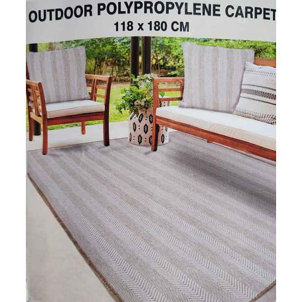 Koberec venkovní balkon terasa polypropylen odolný proti Uv záření 180 x 118 cm béžový