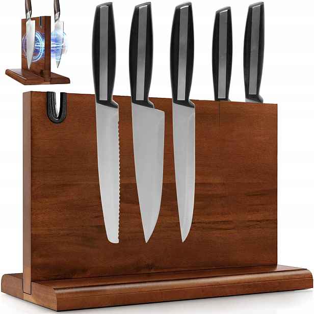 Oboustranný Magnetický Držák Na Nože Do Kuchyně Na 14 Nožů S Brouskem