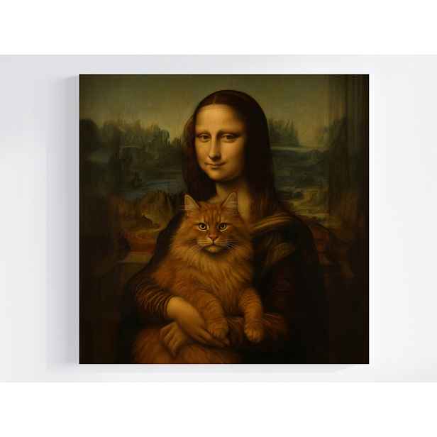 Obraz Na Plátně Canvas Da Vinci Parodia Mona Lisa Gioconda Rudá Kočka 50x50