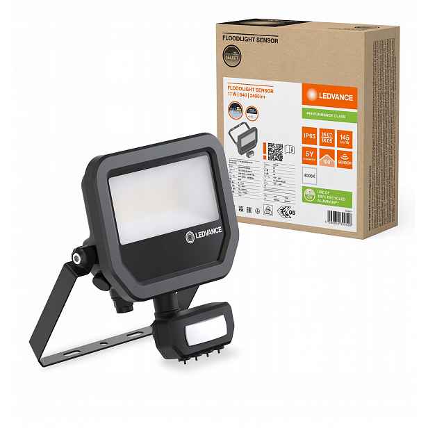 Osvětlovač Floodlight Sensor 20 17W 2K4LM 840 Ps SY100 Bk 4099854309526