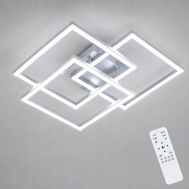 Stropní Led lampa čtvercová, lustr s dálkovým ovládáním, stříbrná, moderní, 40W
