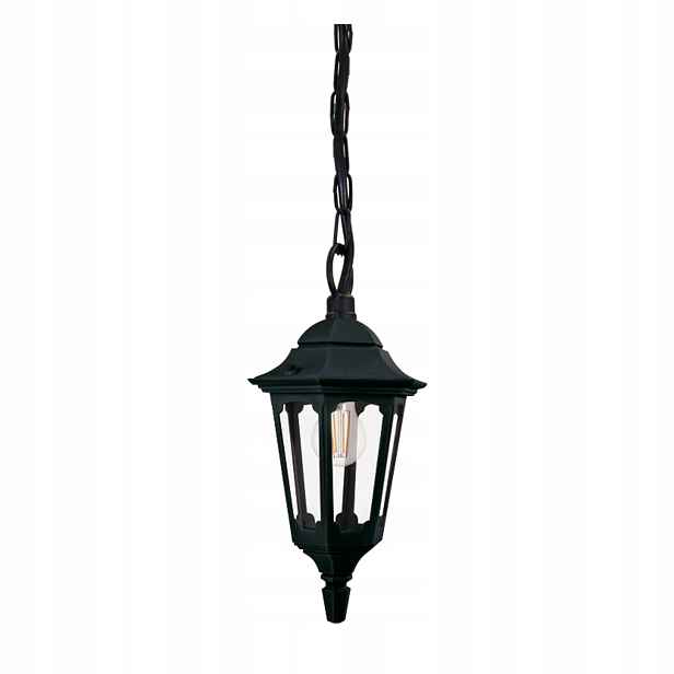 Venkovní závěsná zahradní lampa klasická černá na řetězu Elstead