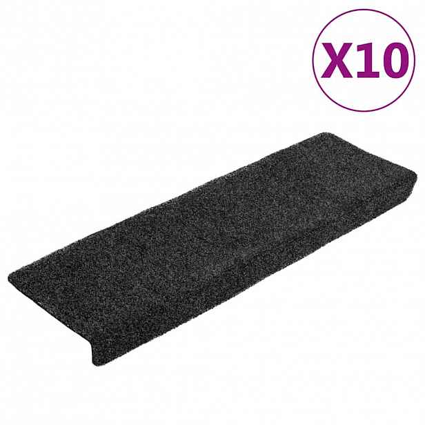 vidaXL Schodové rohože samolepicí 10 ks 65 x 21 x 4 cm tmavě šedé s obdélníkovým okrajem