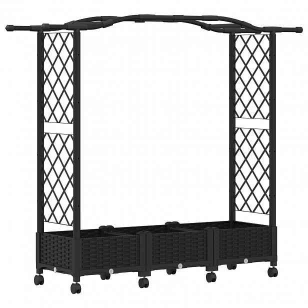 vidaXL Vyvýšený záhon s treláží a střechou Černá 169 x 40 x 129 cm PP