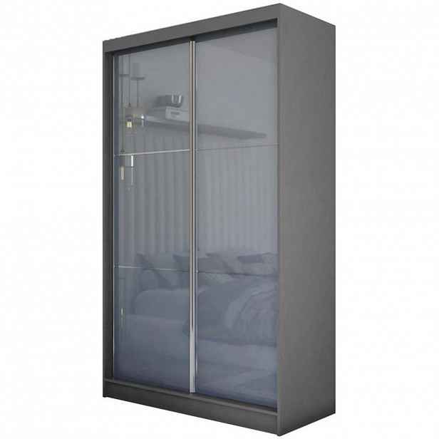 Beautysofa SKŘÍŇ s posuvnými dveřmi Viva 120/216/61 grafit s Lacobel sklem