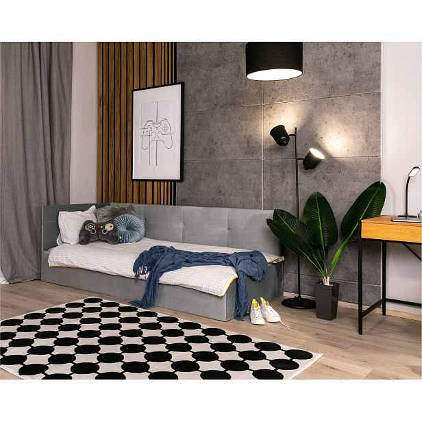 FDM Čalouněná postel Eddy I se zvedacím roštem Trinity šedá, velikost 100x200