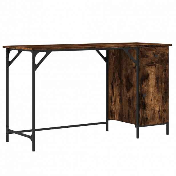 vidaXL Počítačový stůl kouřový dub 131 x 48 x 75 cm kompozitní dřevo