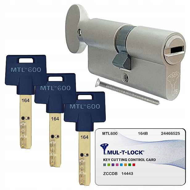 vložka Mul-T-Lock MTL600 G31/45 s knoflíkem nikl, proti vloupání, do zámku