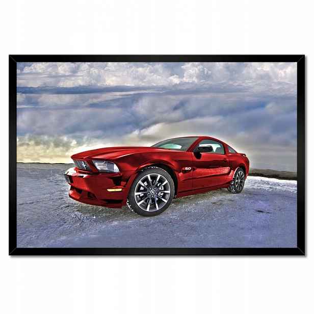 Plakáty v rámu 60x40 Červený Mustang Sníh