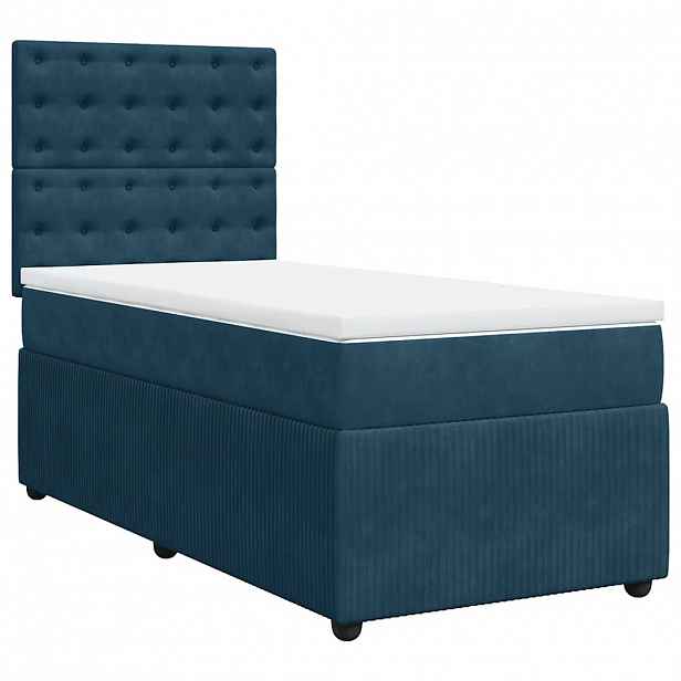 vidaXL Box spring postel s matrací tmavě modrá 80 x 200 cm samet