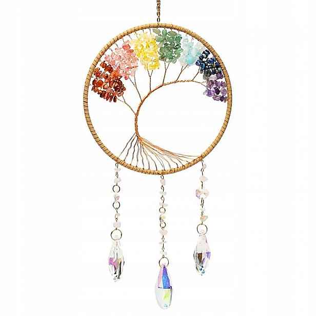 Lapač slunce Suncatcher Strom života s kameny v barvě 7 čaker