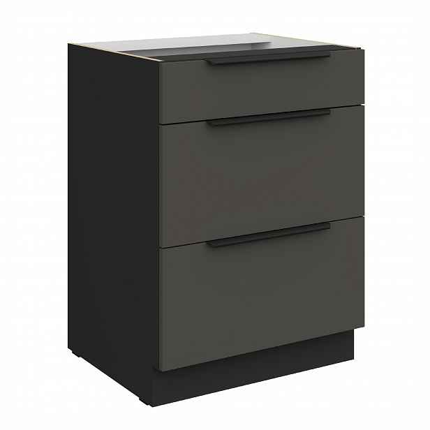 Spodní skříňka Aria 60 D 3S BB - Premium Box Barva korpusu: Černá, Barva dvířek: GR - Graphite AFM