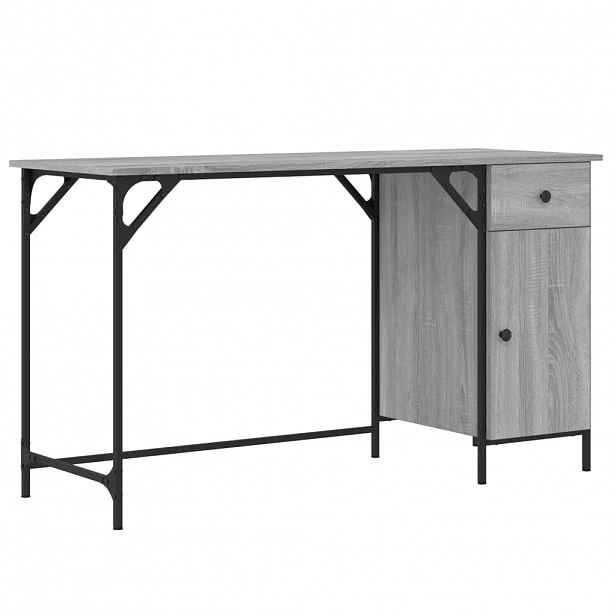 vidaXL Počítačový stůl šedý sonoma 131 x 48 x 75 cm kompozitní dřevo