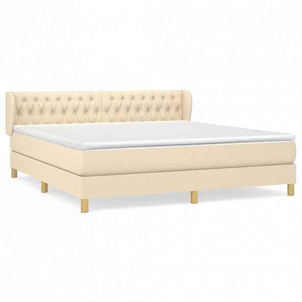 vidaXL Box spring postel s matrací krémová 180x200 cm textil
