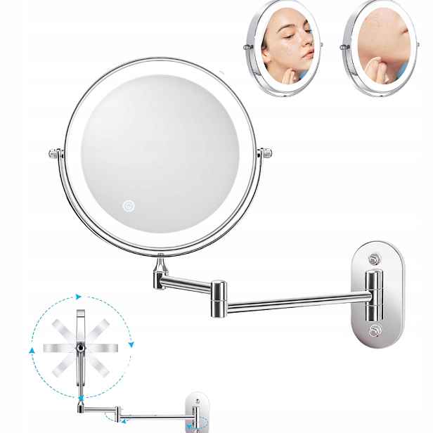 Nástěnné Led kosmetické zrcadlo na make-up zvětšující o 360°