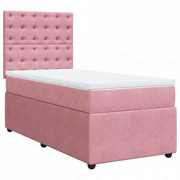 vidaXL Box spring postel s matrací růžová 80 x 200 cm samet