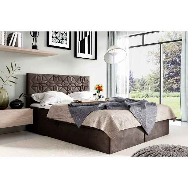 Manželská postel KVETA - 200x220, hnědá 1 + topper ZDARMA
