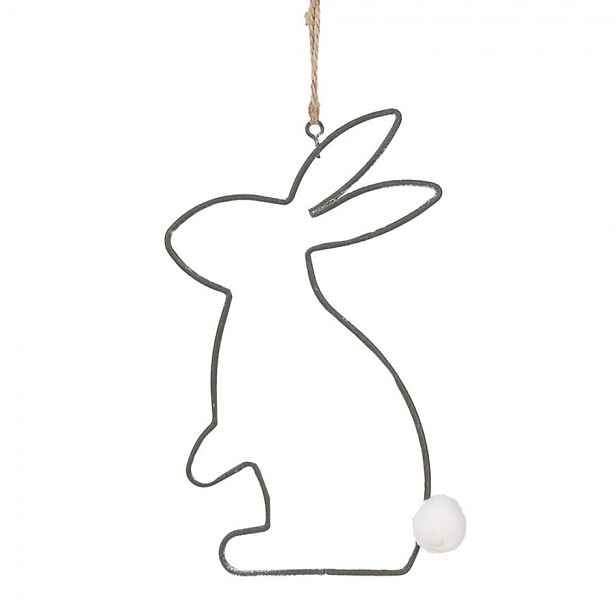 Šedá antik závěsná dekorace králík - 17*11 cm Clayre & Eef