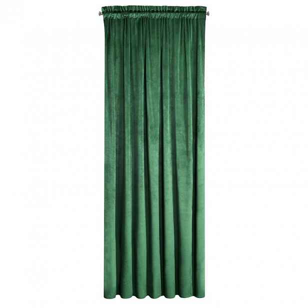 Závěs 140x300 zelený, tmavý, velurový, připravený na pásce Pierre Cardin