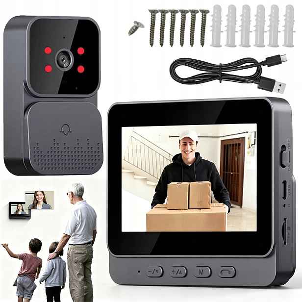 Zvonek Videodomofon Bezdrátový Noční Vidění Infračervená V Domě 4,3" Ips