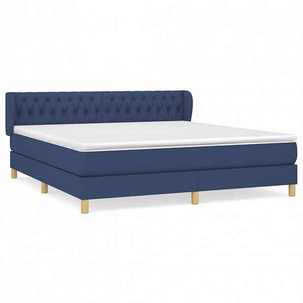 vidaXL Box spring postel s matrací modrá 180x200 cm textil