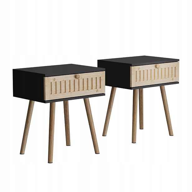 Vicco Holk Noční stolky 2 ks Antracit Borovicové dřevo Zásuvky 40x30x47cm