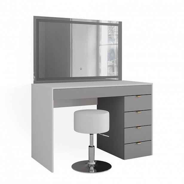 Vicco TOALETNÍ STOLEK Elise Bílá/šedá/šedá 115 cm s LED zrcadlem a stoličkou