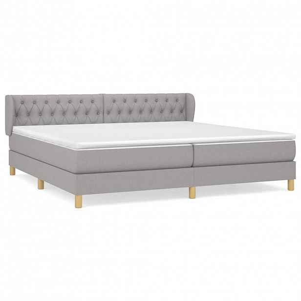 vidaXL Box spring postel s matrací světle šedá 200 x 200 cm textil