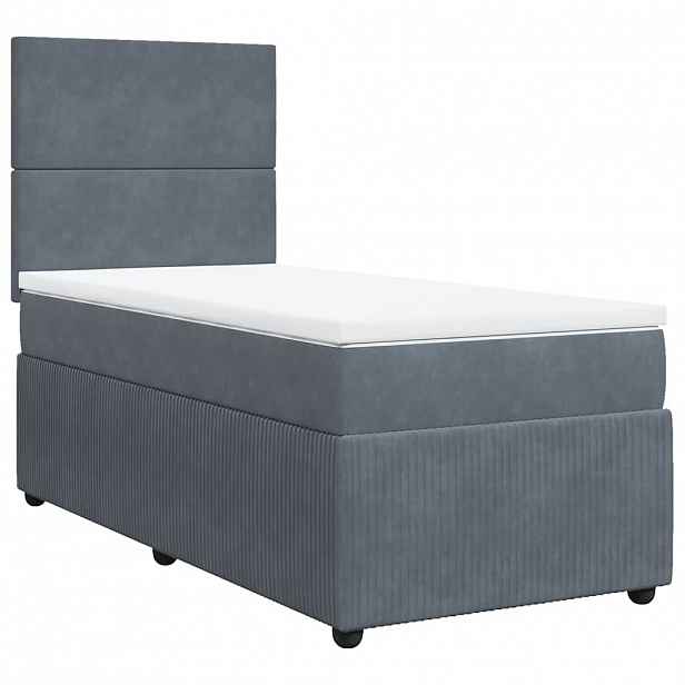 vidaXL Box spring postel s matrací tmavě šedá 90x190 cm samet