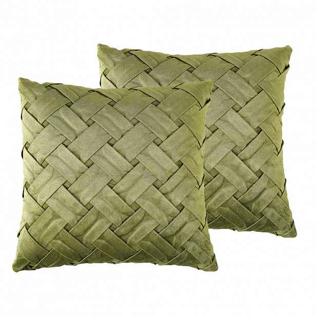 Beliani DEKORATIVNÍ POLŠTÁŘ sada 2 ks Olivově zelený 43/43 cm Narcissus