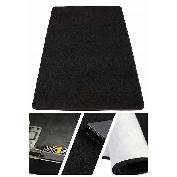 Koberec Černý Jednobarevný Na Míru Do Obývacího Pokoje Diamond 100x200 cm