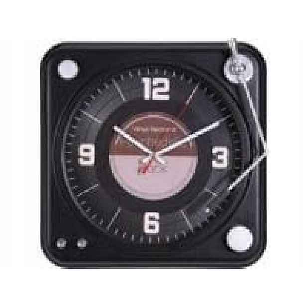 Nástěnné závěsné hodiny 35 cm Gramofon v retro stylu na baterie, černé