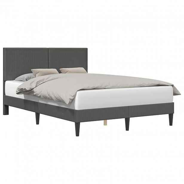 vidaXL Rám postele s čelo Tmavě šedá 120 x 190 cm Žebrovaná látka