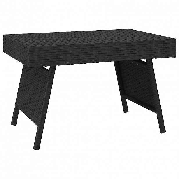 vidaXL Skládací odkládací stolek černý 60 x 40 x 38 cm polyratan