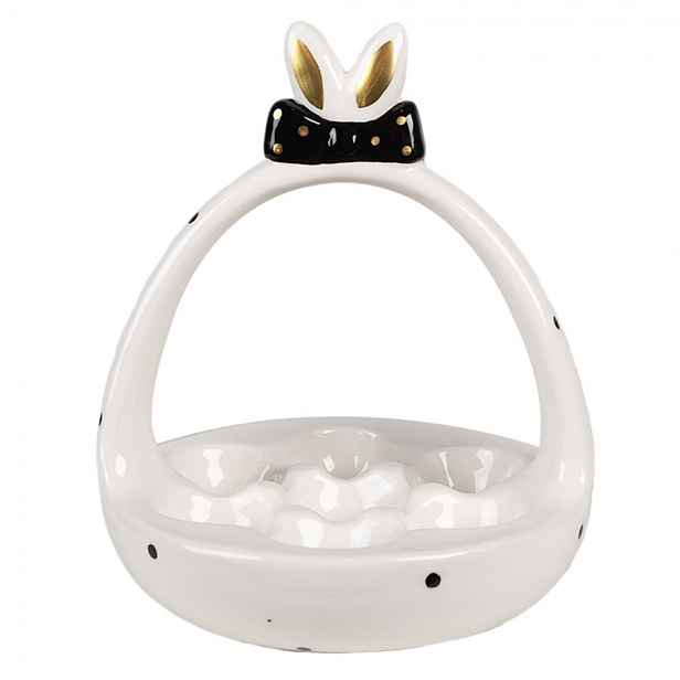 Černobílý keramický stojan na vajíčka Black&White Bunny -  Ø 16*19 cm  Clayre & Eef