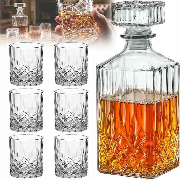 Karafa Na Whisky Set Červené Bílé Víno Brandy 6 Sklenice Pro Muže