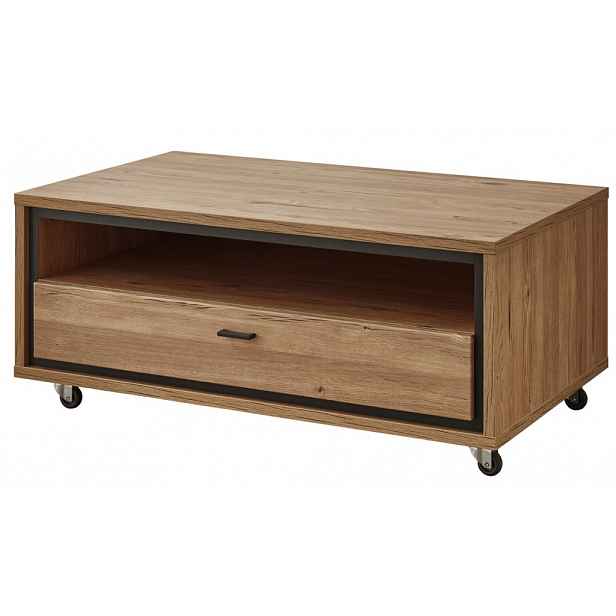 Konferenční stolek se zásuvkou Flores, dub gustavson/antracit