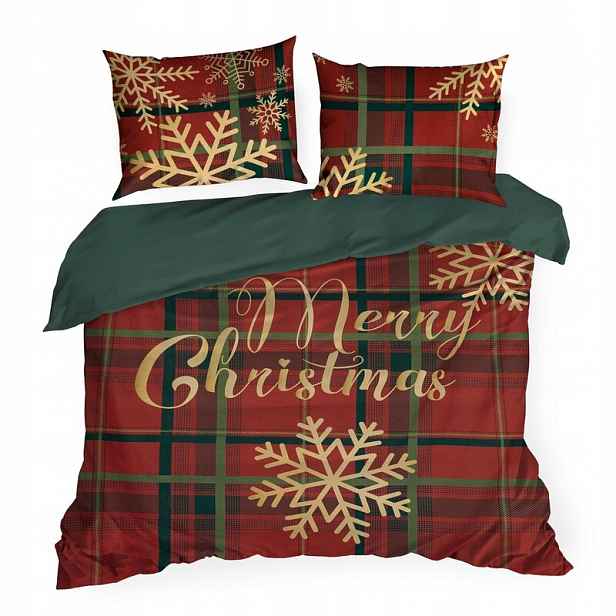 Povlečení Estrella 160x200 červená zelená Merry Christmas