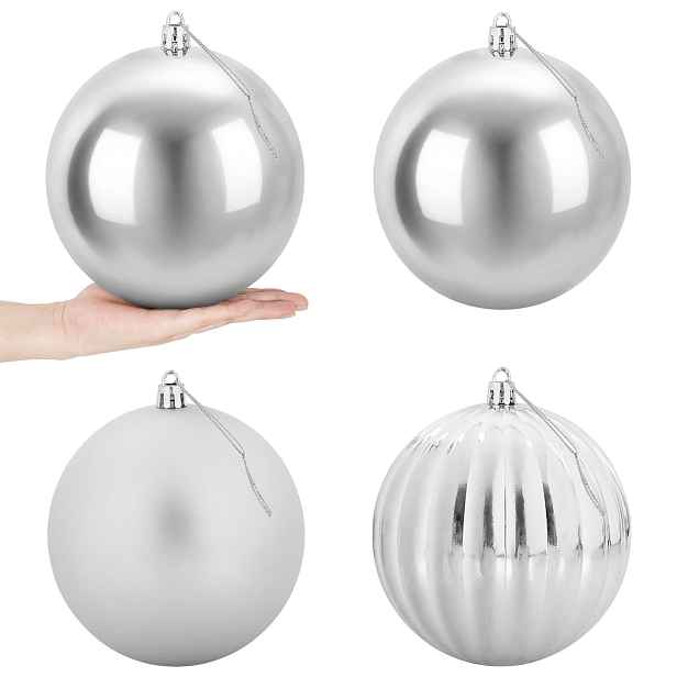 vidaXL Sada vánočních koulí XXL 4 ks Stříbrná Ø 20 cm Plast