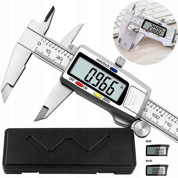Elektronické Digitální Posuvné Měřítko Kovové 0-150 MM Přesný LCD Pouzdro Baterie