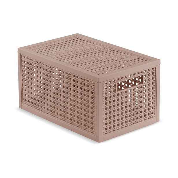 Starorůžový úložný box s víkem z recyklovaného plastu 19x30x15 cm Kaya – Curver