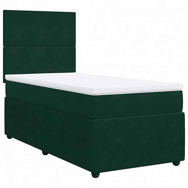 vidaXL Box spring postel s matrací tmavě zelená 90x190 cm samet